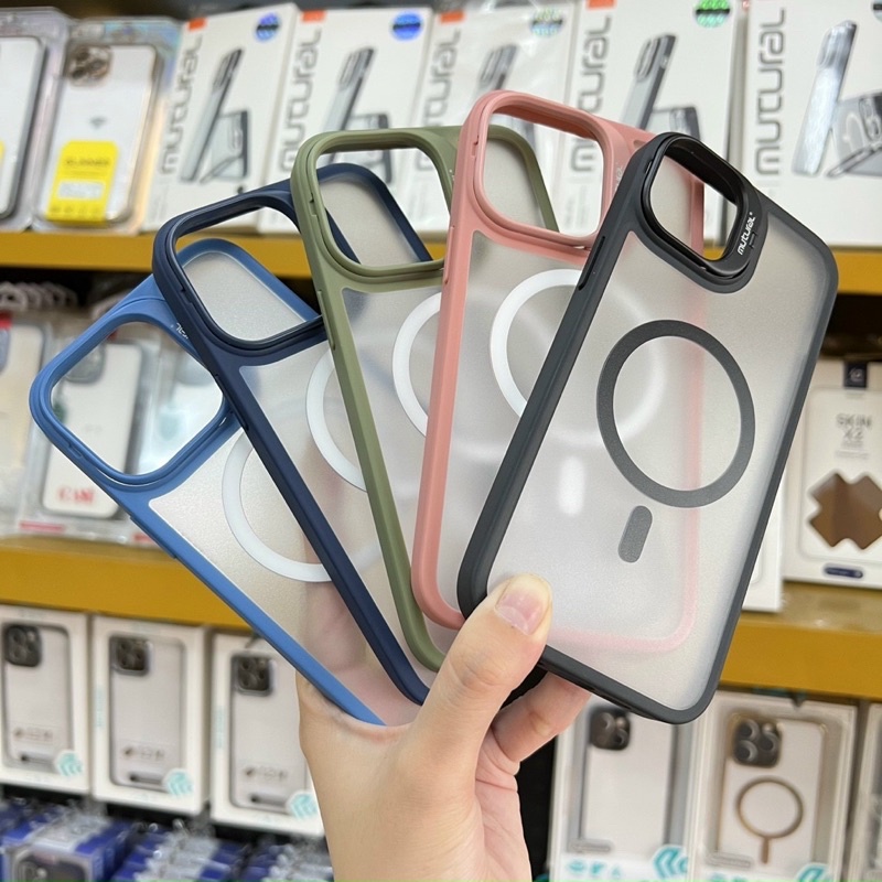 Ốp nhám Mutural  viền cam mở ip14/ ip14 pro / ip14 plus/ ip14 pro max