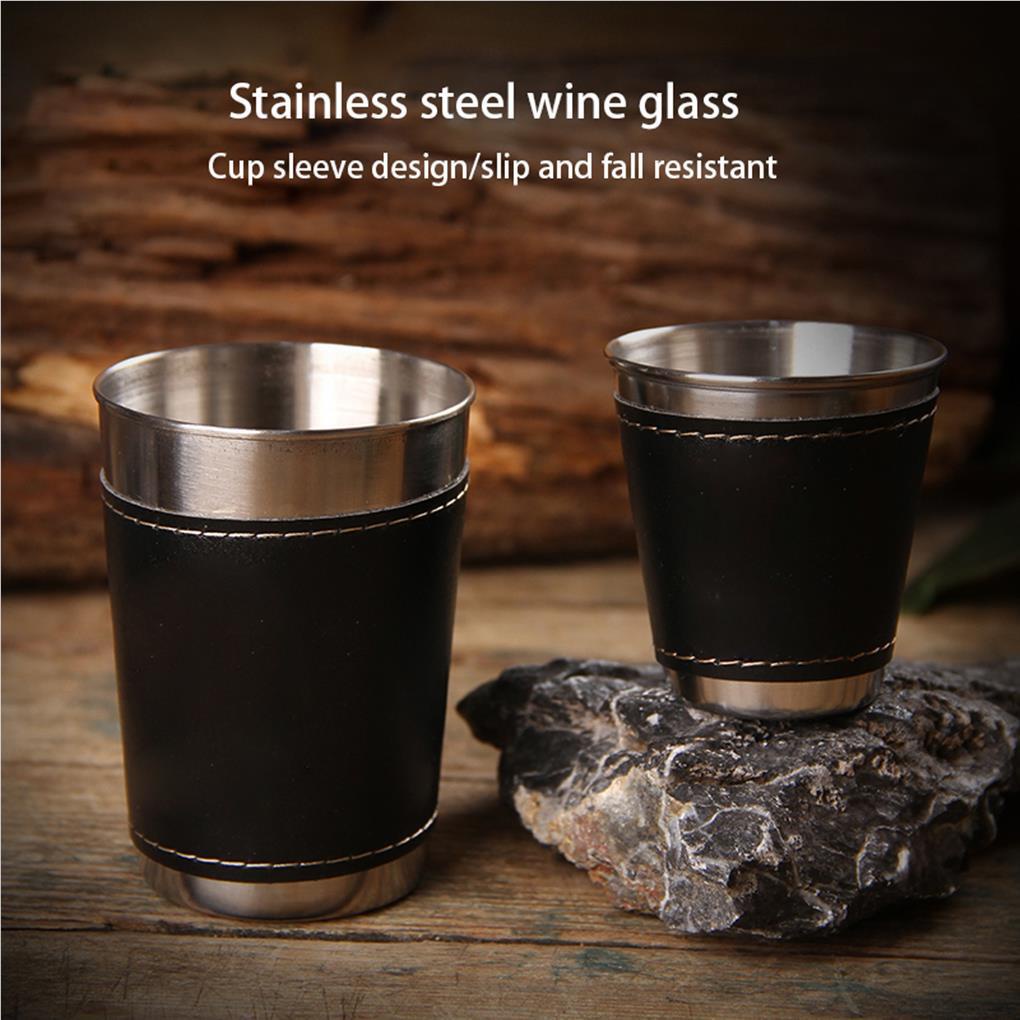 Bộ Cốc Uống Rượu / Bia 70ml Bằng Thép Không Gỉ Tiện Dụng Mang Theo Du Lịch / Dã Ngoại