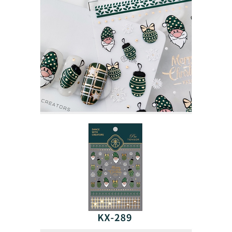 Miếng Dán Trang Trí Móng Tay 5D Phong Cách Giáng Sinh KX289