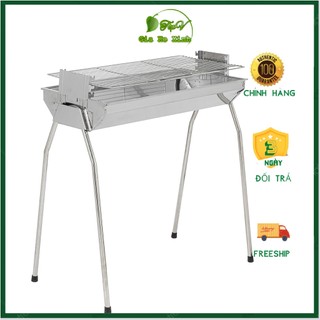 Bếp nướng than hoa dã ngoại TopV VCL lò nướng than inox cỡ lớn gấp gọn bbq ngoài trời đứng quay thịt bếp than củi