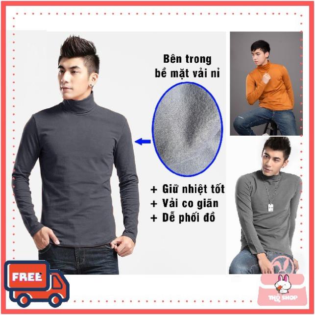 Áo giữ nhiệt nam lót nỉ cổ cao ( cổ 3 phân ) siêu ấm form body Màu Sắc Nam Tính Trẻ Trung