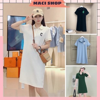 Váy polo nữ suông cộc tay thêu chữ, Đầm suông nữ chất vải poly bền đẹp  thoáng mát thời trang mùa hè cao cấp_DP01