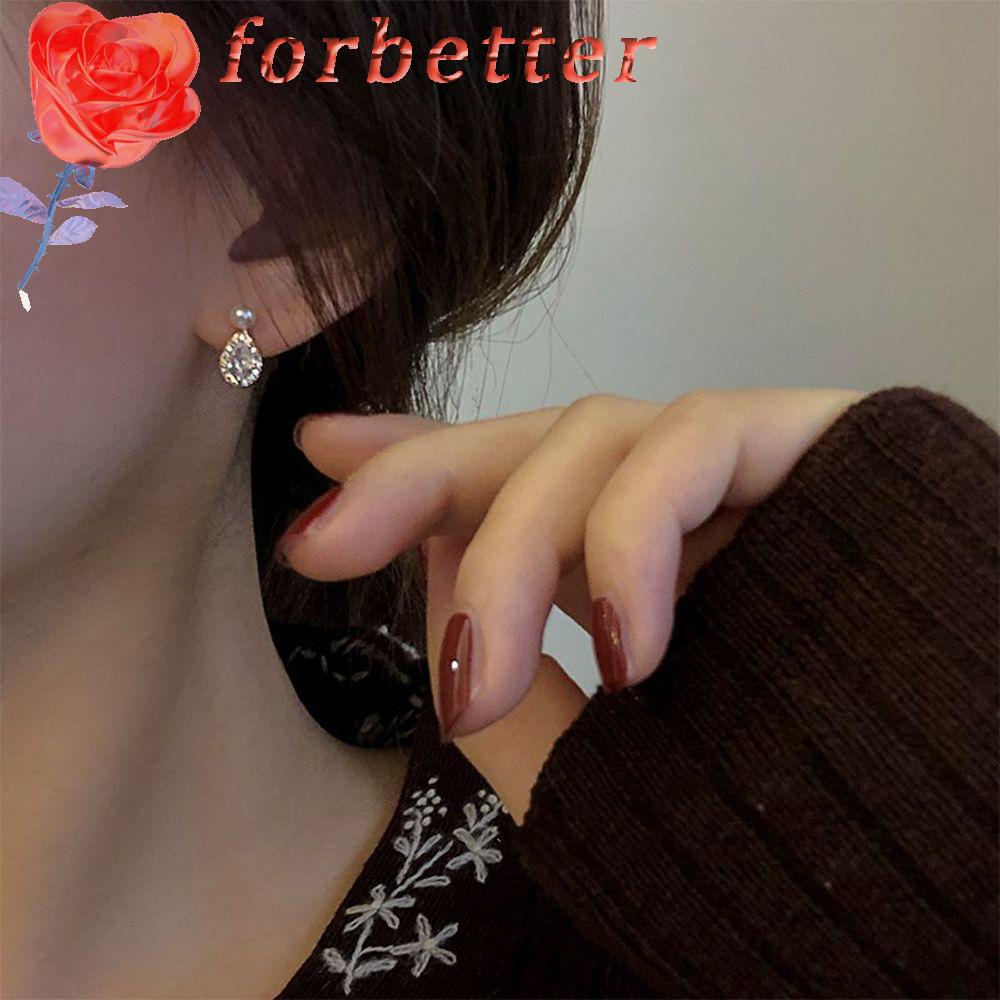 Khuyên Tai Đính Đá Zircon Đơn Giản Thời Trang Hàn Quốc Cho Nữ