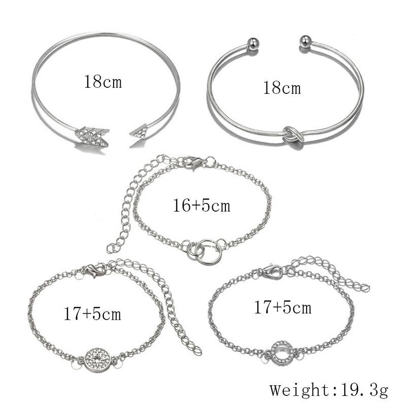 Set 5 Vòng Tay Hợp Kim Nhiều Lớp Thời Trang Cho Nữ