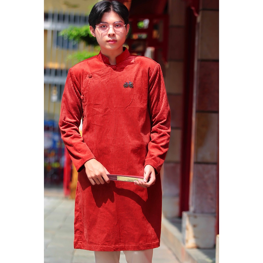 Áo dài nam cách tân màu Nâu phong cách hoài cổ