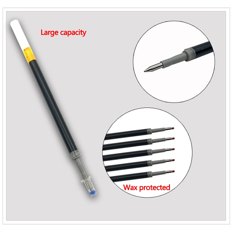 Set 2 Bút Bi Mực Đen / Đỏ / Xanh Ngòi 0.5mm Kèm 10 Lõi Thay Thế