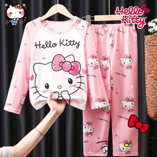 Bộ đồ ngủ dài tay bé gái hình Hello Kitty