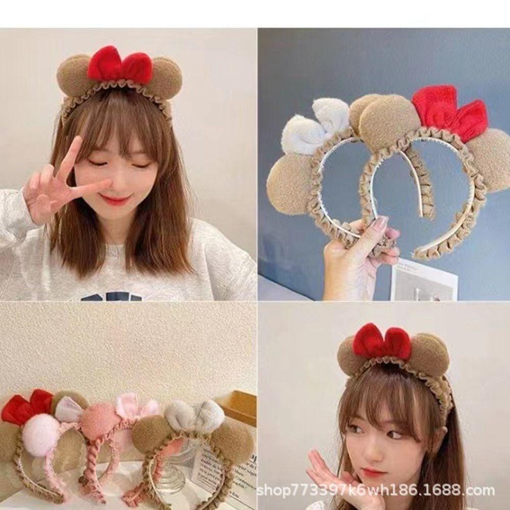 ANEMONE Băng Đô Cài Tóc Vải Bông Rộng Thắt Nơ Họa Tiết Hoạt Hình Sáng Tạo Thời Trang Cho Nữ