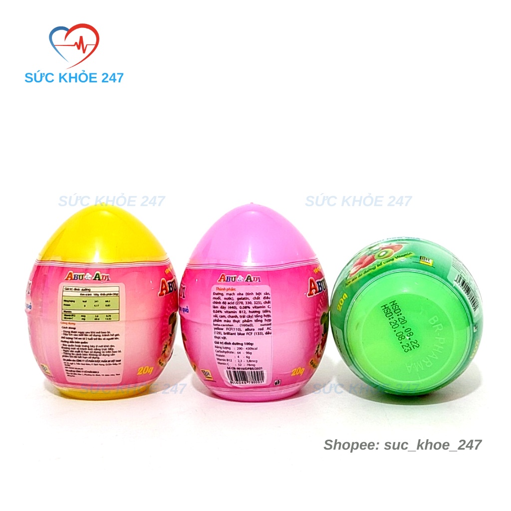 Kẹo Dẻo ABU & ADI Hình Quả Trứng Giúp Bổ Sung Vitamin, Tăng Sức Đề Kháng Cho Bé