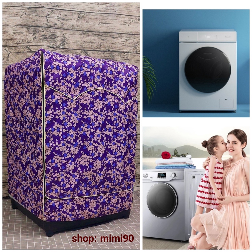 (Dành cho Dòng máy Samsung từ 8 - 21kg) Áo trùm máy giặt vải siêu dày, siêu bền dây - khóa kéo lớn, chống thấm nước