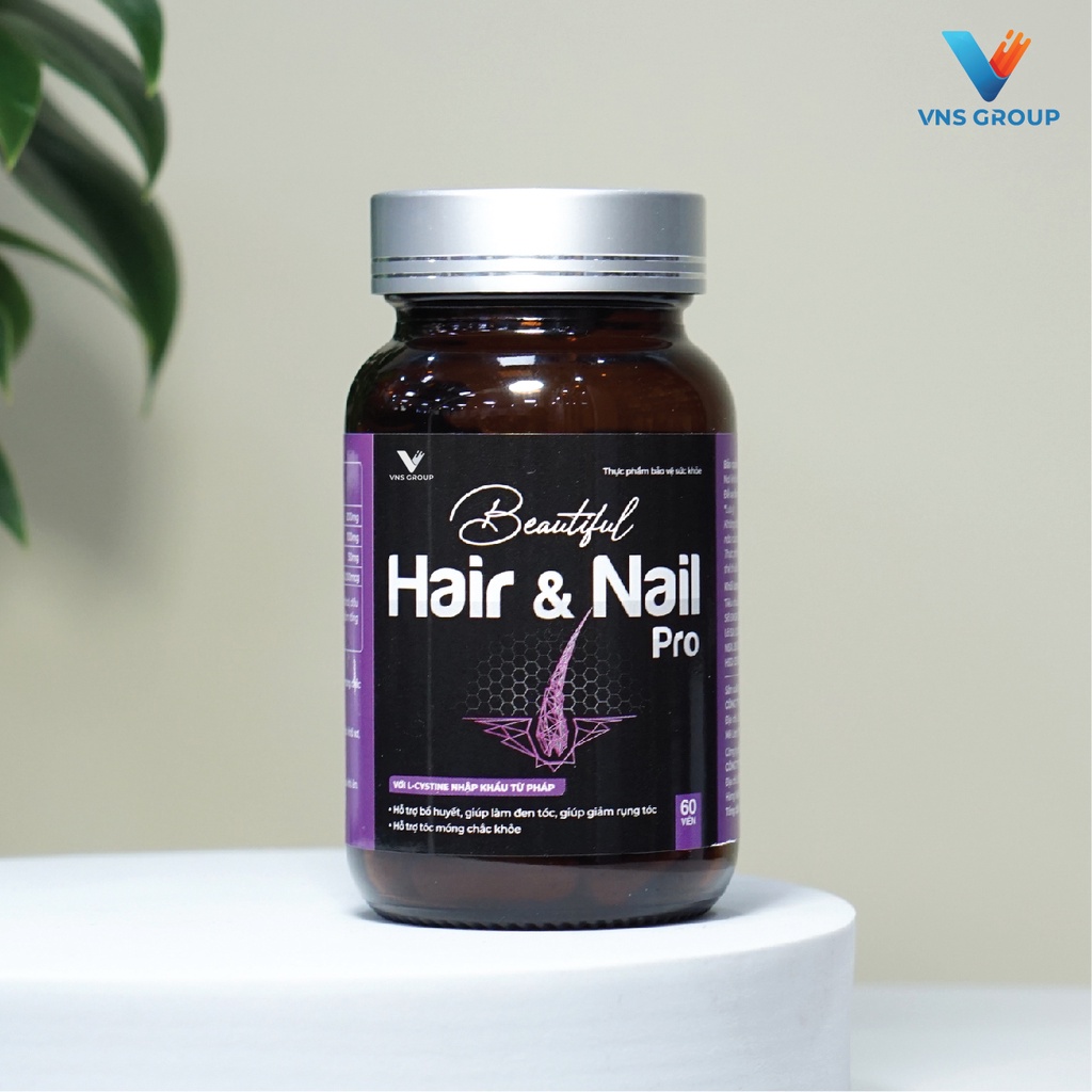 Viên uống Beautiful Hair & Nail Pro VNS Group dưỡng phục hồi hư tổn tóc và chăm sóc móng hộp 60 viên