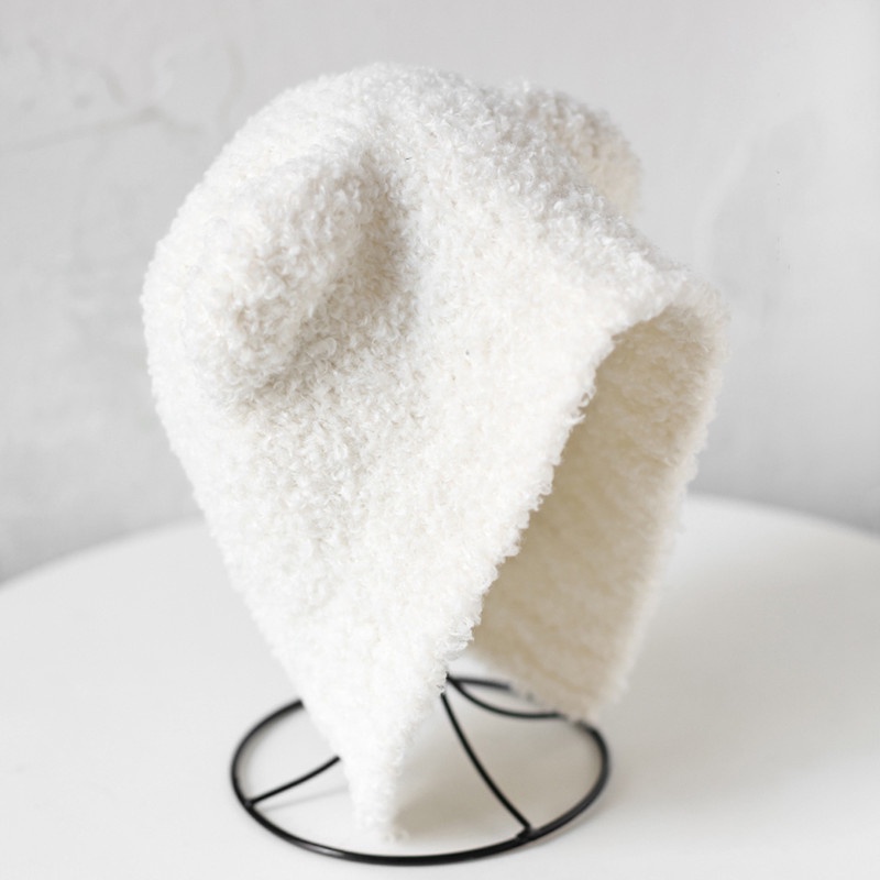 Mũ Len Dệt Kim Dày Dặn Chống Gió Đính Tai Gấu Dễ Thương Cho Nữ