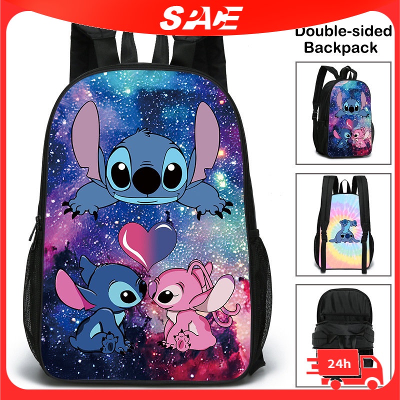 Hàng Có Sẵn Ba Lô Đi Học Hai Mặt Thêu Hình stitch Phong Cách Mới