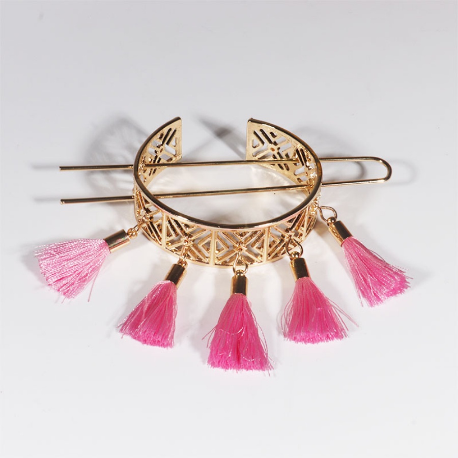 Kẹp Tóc Kim Loại Thiết Kế Tua Rua Phong Cách Retro