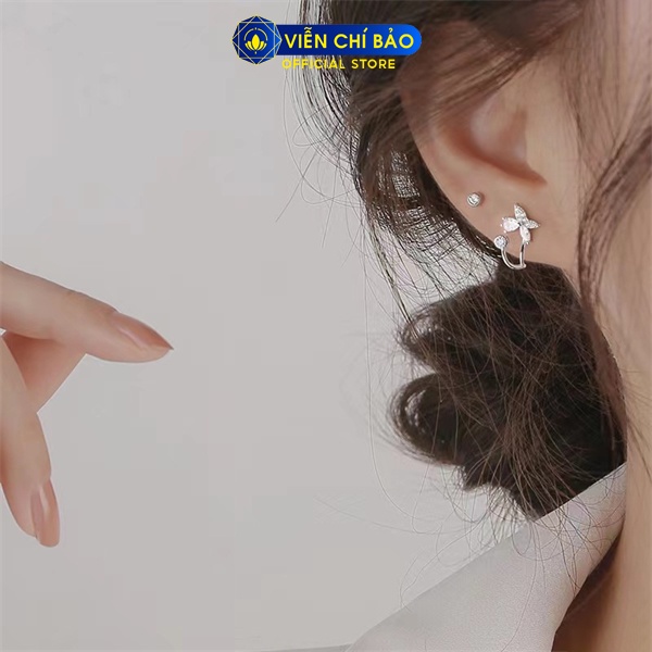 Bông tai bạc nữ hoa anh đào chất liệu bạc Ý 925 thời trang phụ kiện trang sức Viễn Chí Bảo B000084