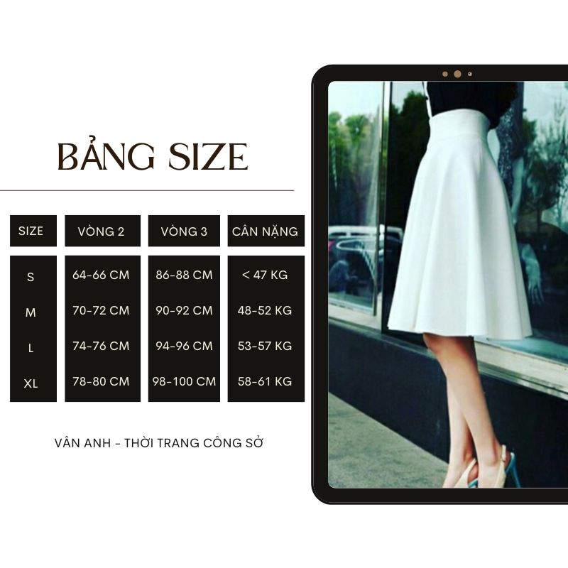Chân váy xoè vitage phong cách sang chảnh - Thời trang công sở nữ VannhShop CV0036