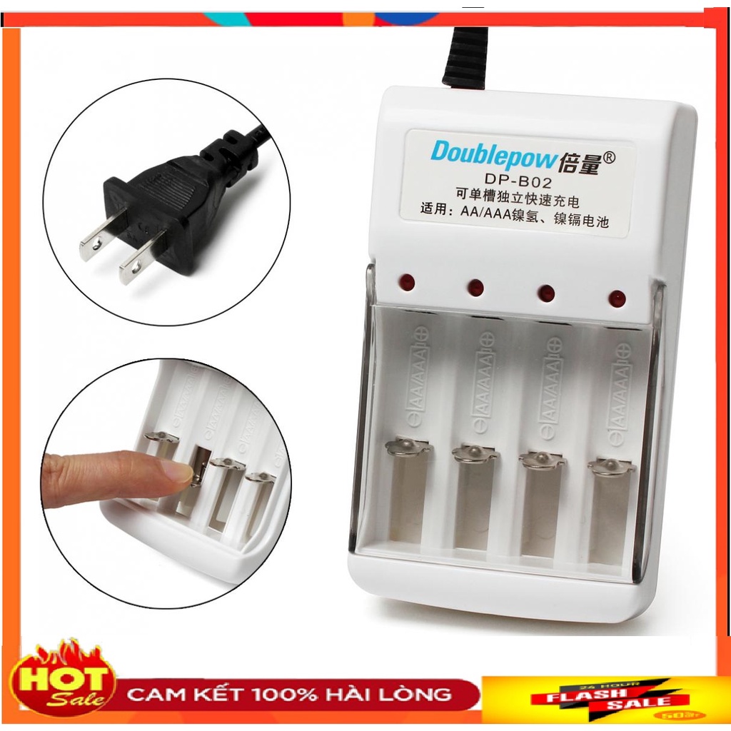 Bộ 4 Pin Tiểu Sạc AA 1200mAh, Sạc Pin Doublepower