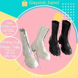 Giày Bốt chiến binh nữ cá tính, Bốt Martin cổ cao ôm chân thời trang thu đông mẫu mới