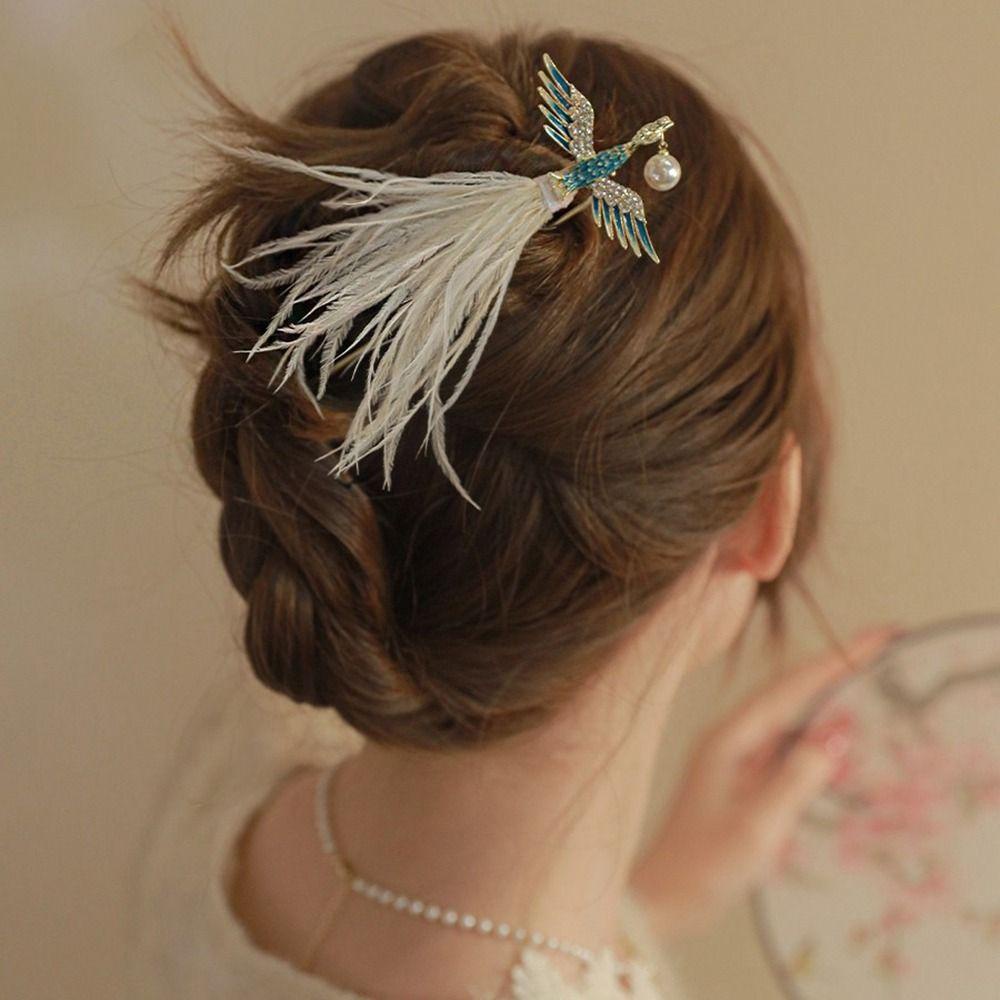 Trâm Cài Tóc Phối Tua Rua Hình Lông Vũ Phong Cách Trung Hoa Cổ Điển Cho Nữ