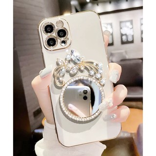 For Realme 2 5 5i 5s 6 7i 8i 9i 8 9 Pro Realme Q U1 C12 C15 C11 C17 C30 C20 C25Y C21Y Vuông Bling Kim cương Hoa Gương hoa TPU Mạ Vỏ điện thoại mềm Vỏ mặt sau Toàn bộ