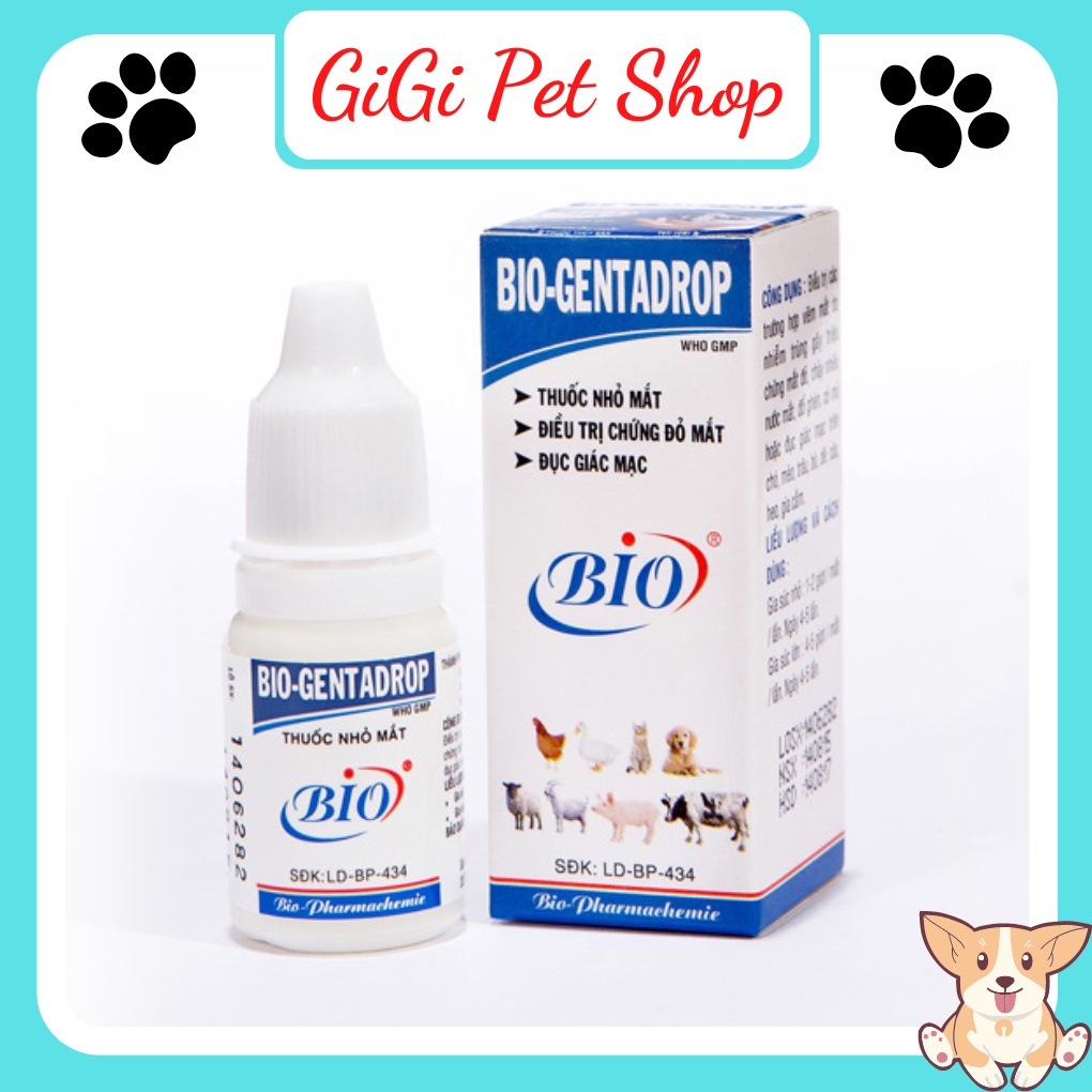 Nhỏ mắt chó mèo Bio genta drop - trị đau mắt đục giác mạc viêm đỏ ngứa vệ sinh mắt thú cưng - GiGi Pet Shop