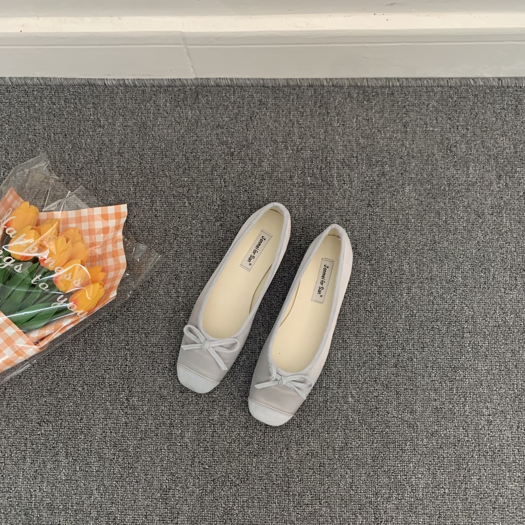 Giày Búp Bê Đế Bằng Màu Đen Dễ Phối Đồ Thời Trang Xuân Thu 2022