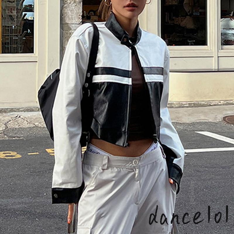 Áo Khoác Da Kiểu Dáng Vintage Thời Trang Phong Cách Hàn Quốc 1O1 y2k