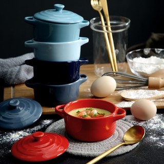 Bát sứ, tô canh sứ mini hình chiếc nồi có nắp đậy tiện dụng