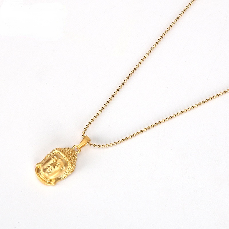 Dây Chuyền Mạ Vàng 18k Mặt Hình Đầu Phật Phong Cách Trung Hoa