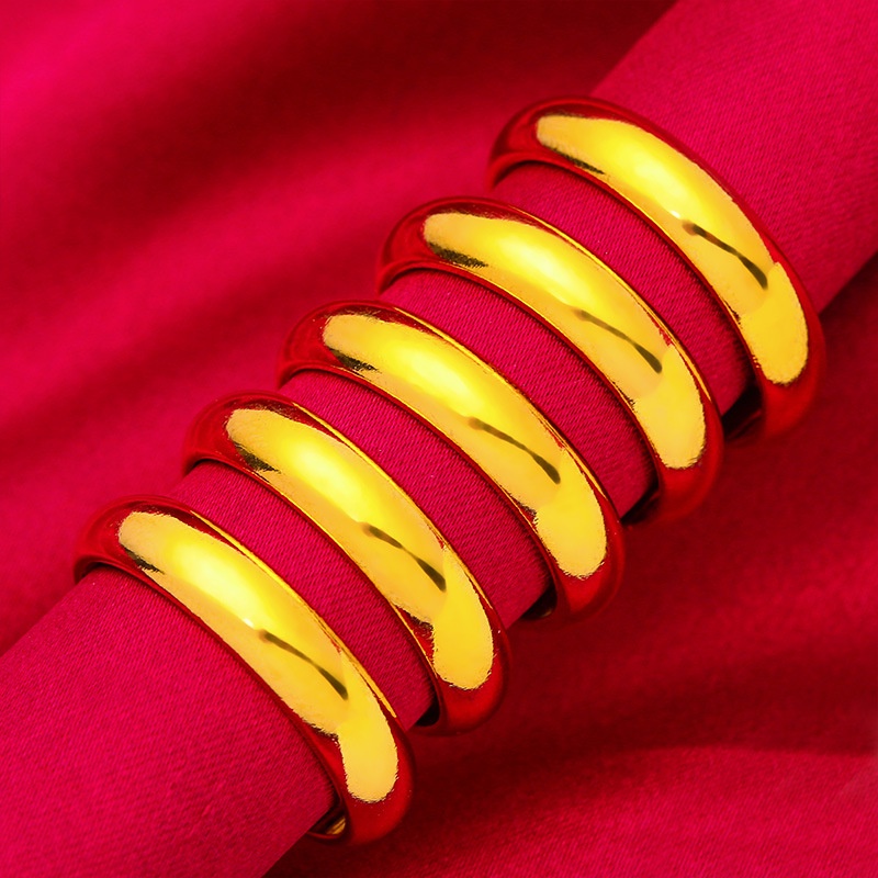 Nhẫn Mạ Vàng Bóng Phong Cách Âu Mỹ Thời Trang Cho Cặp Đôi