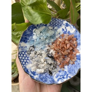 Set 50gr vụn đá Sunstone / Moonstone / Aquamarine/ Rhodochrosite chip thanh tẩy tự nhiên - Crystal Chip