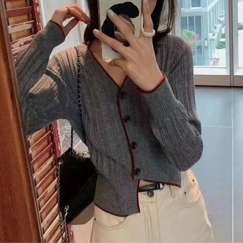 IELGY Áo cardigan Dệt Kim Cổ Chữ V Phong Cách Thời Trang Dành Cho Nữ