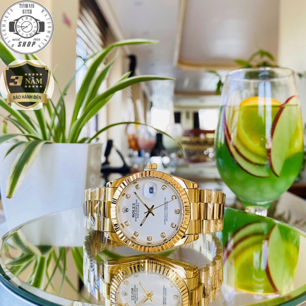 Đồng hồ nam Rolex, viền dập vân phay xước kim loại Mặt Sapphire chống xước, chống nước thẻ bảo hành 36 tháng