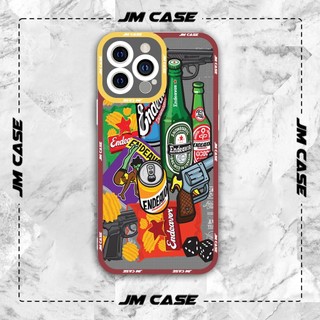 Ốp lưng iphone samsung xiaomi oppo cạnh vuông JMCase Rượu Bia Doodle Art Nghệ Thuật Đại Chúng