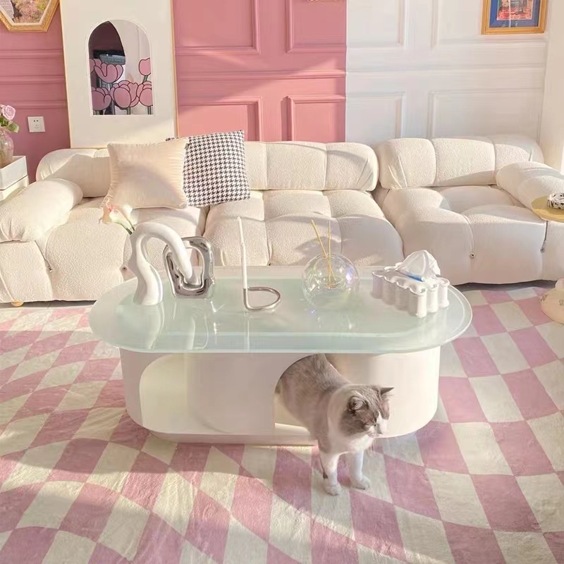 Thảm Ins xu hướng Vải nhung Morandi lông cừu thảm lau chân 100X160 140X200 hình dạng không đều bàn cờ thảm lông trải sàn phòng ngủ thảm trải sàn phòng khách