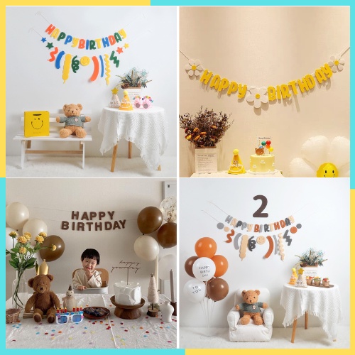 Dây chữ happy birthday vải dạ xoắn nhiều chủ đề trang trí sinh nhật
