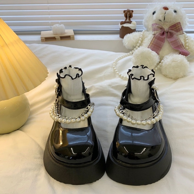 Giày Lolita Đế Dày Cao 5CM Quai Xích Ngọc