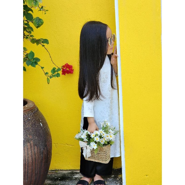 Áo dài gấm nhiều màu cho bé