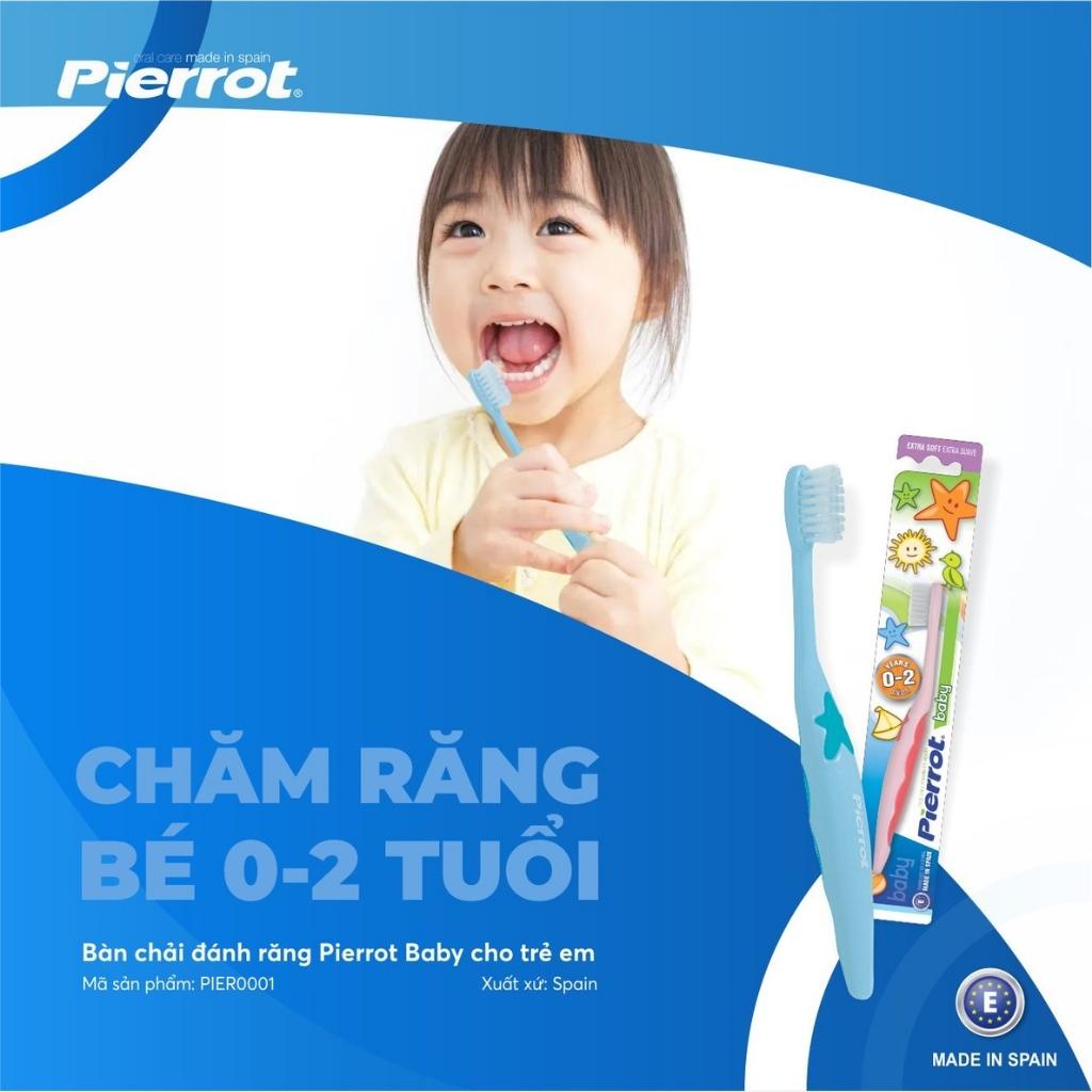 Bàn Chải Đánh Răng Trẻ Em PIERROT Baby Lông Chải Siêu Mềm An Toàn Cho Lợi Mỏng Manh Của Bé Từ 0 - 2 Tuổi