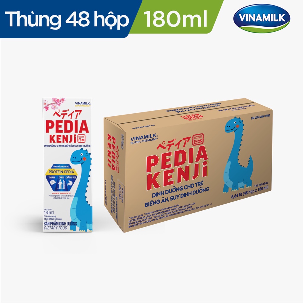 Thùng 48 hộp sữa bột pha sẵn Pedia Kenji 180ml/hộp -Giải pháp chuyên biệt từ Nhật cho trẻ biếng ăn, suy dinh dưỡng