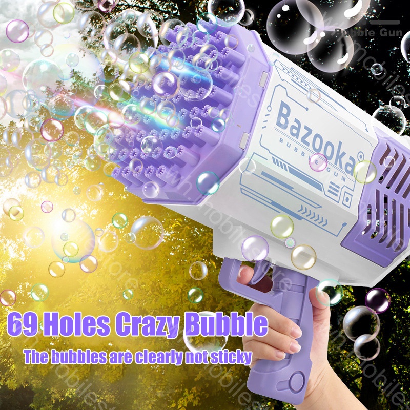 Máy bong bóng Net Đỏ Gatlin trẻ em sạc 69 lỗ máy bong bóng ống tên lửa thổi đồ chơi bong bóng nước bong bóng