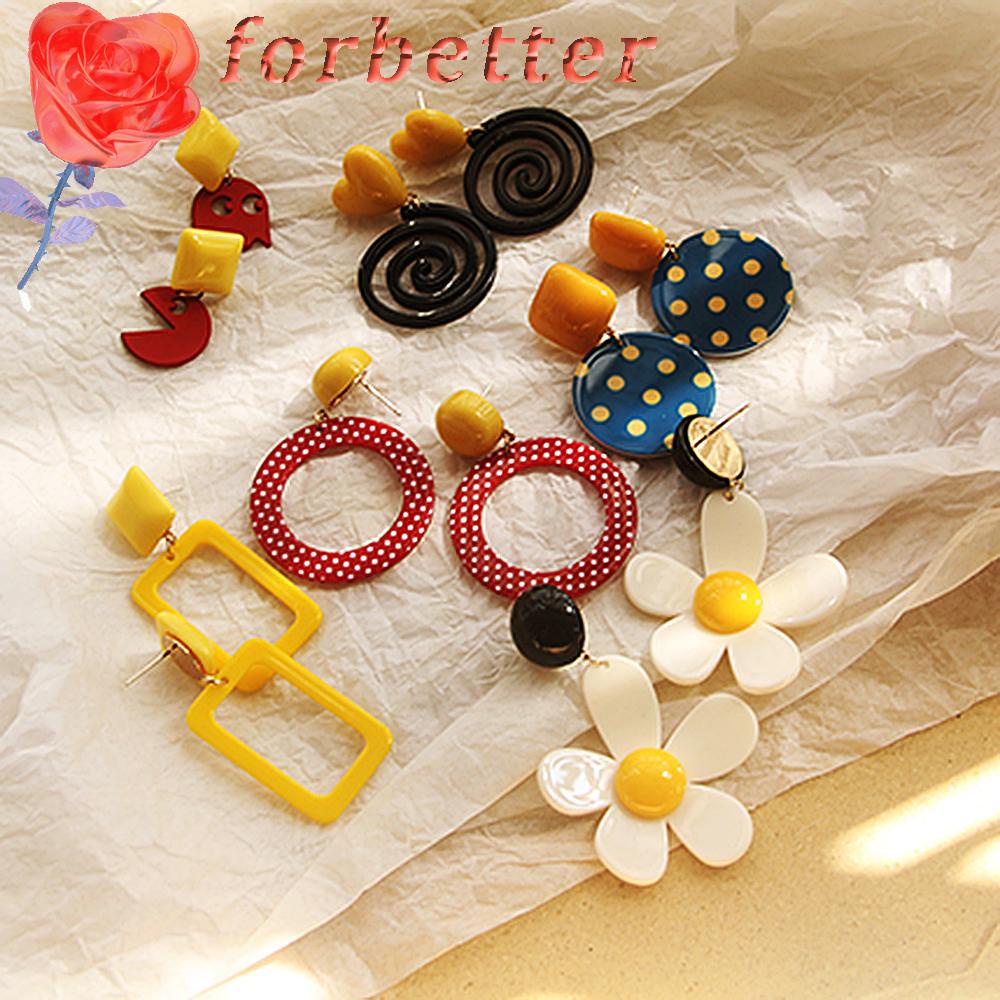 Hoa Tai Dáng Tròn Hoạ Tiết Hình Học Cho Nữ