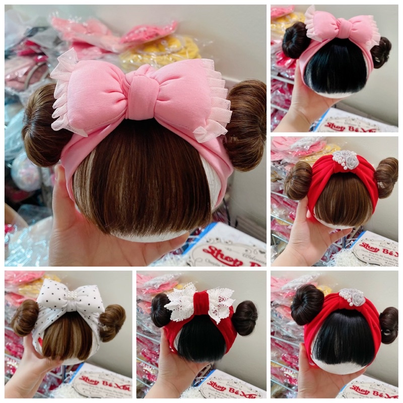 Mũ turban cho bé, mũ tóc giả bé gái, turban tóc giả cho bé - nhiều mẫu