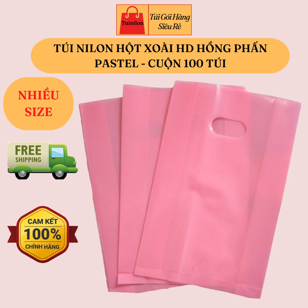 [Xả Kho Siêu Sale] Set 100 Túi Gói Hàng Hồng Phấn Pastel Nilong Hd - Túi Ni Lông Tuinilon Hột Xoài Đựng Quần Áo Mỹ Phẩm