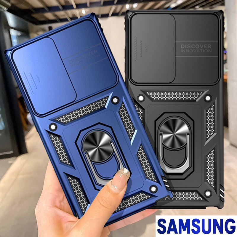 Samsung S22 Ultra S21 Ultra S21 Fe S20 Fe S20 Ultra Note 20 Ultra A04 A12 A32 A52 A72 A13 A23 A33 A53 A73 Đứng Vỏ điện thoại chống sốc bảo vệ ống kính sang trọng với đế xoay kim loại