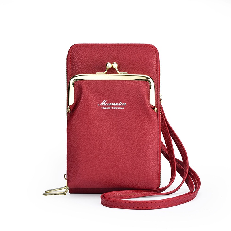 Ielgy Túi Đeo Chéo Đựng Điện Thoại Họa Tiết Vân Vải Có Khóa Kéo Đôi Phong Cách Hàn Quốc Dành Cho Bạn Nữ