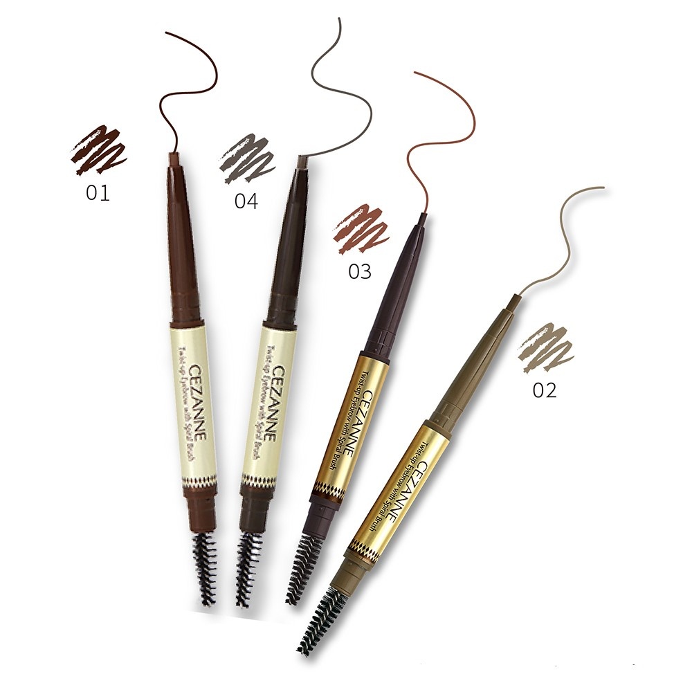 Chì Kẻ Lông Mày Cezanne Twist-Up Eyebrow With Spiral Brush Nhật Bản Chống Nước Lâu Trôi 0.23g