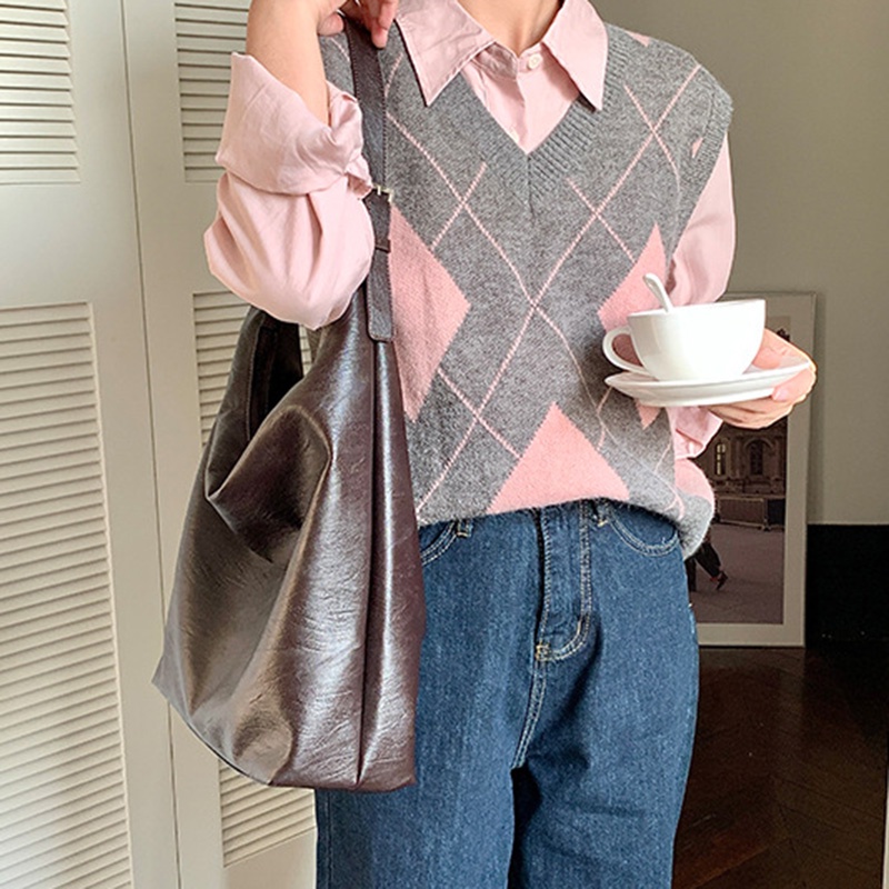 Túi Xách Đeo Vai Da Mềm Cỡ Lớn Phong Cách Hàn Quốc Đơn Giản Dành Cho Nữ