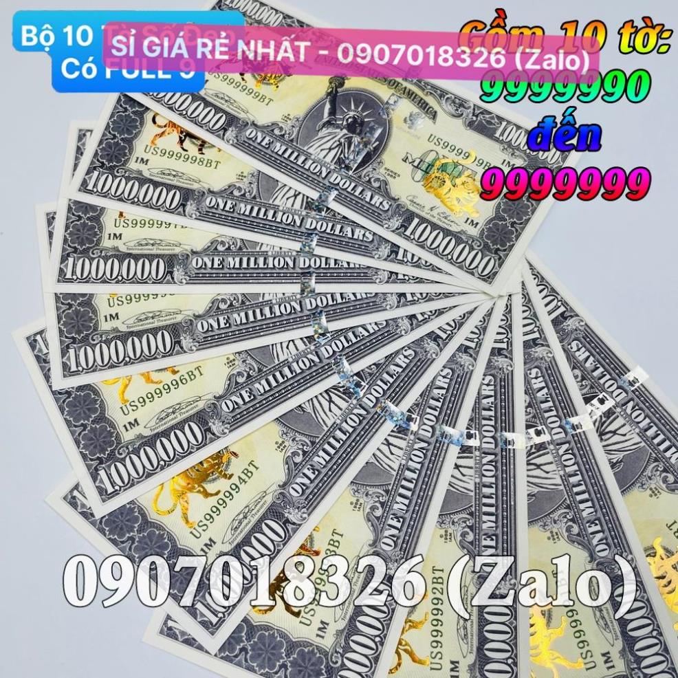 Bộ 10 Tờ Seri Đẹp, có tờ FULL 9 , Tiền Lì xì độc 1 Triệu USD Mỹ hình Mèo mạ vàng sang chảnh, có bảo an