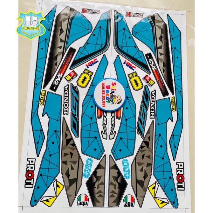 DECAL PVC 5 LỚP CHẤT LƯỢNG CAO Tem rời vario 150 2017 xanh đen